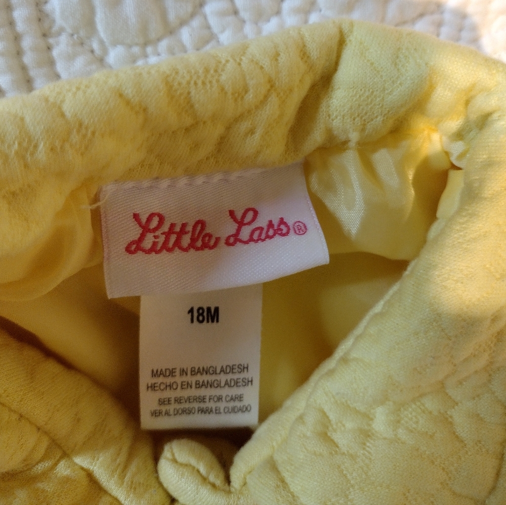 Little Lass 18 Month Yellow Pea Coat Toddler Girl Gold Buttons Pleated - Picture 2 of 6